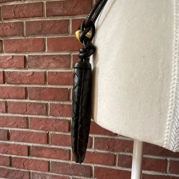 Walter Baker Hazel Black Woven Leather Crossbody Gold Handle Bag - Picture 11 of 12